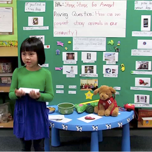Kindergarten student giving a presentation