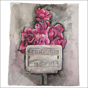 painting of a PBL project:grave and flowers