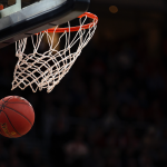 a basketball going through the hoop