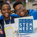 group of students and logo of MASS STEM WEEK 2020